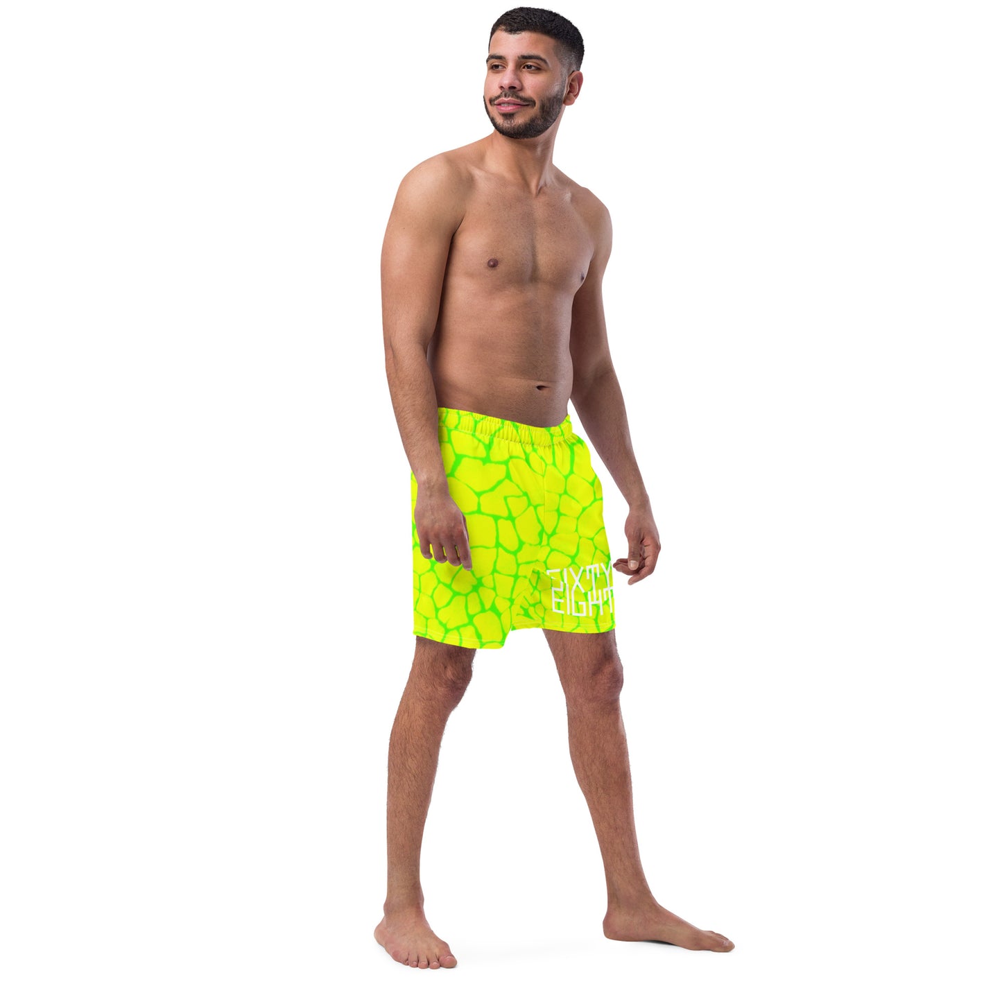 Sixty Eight 93 Logo White Boa Lemonade Lime Men's Swim Trunks