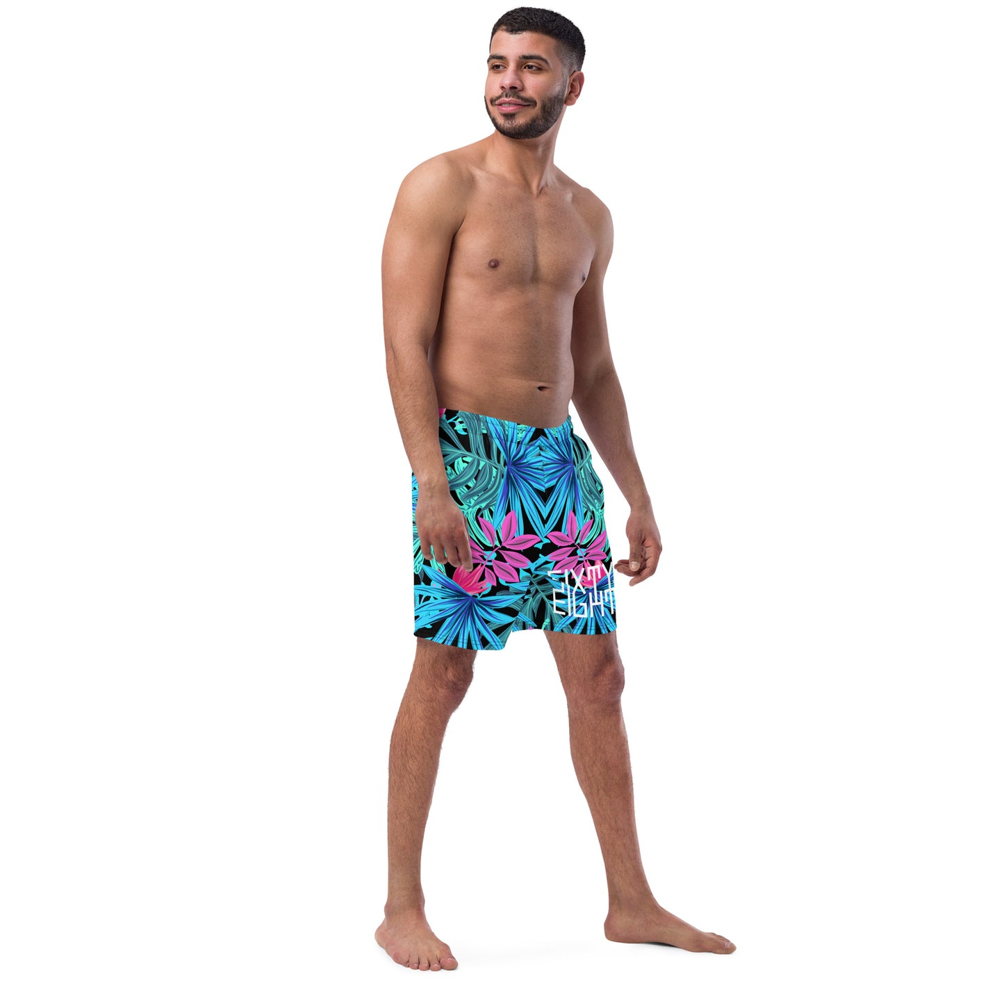 Sixty Eight 93 Logo White Tropical 1.0 Men's Swim Trunks