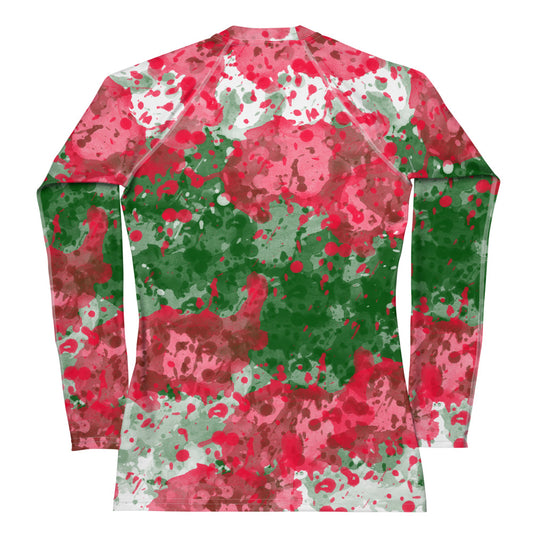 Sixty Eight 93 Logo White Crème Rose Green Women's Rash Guard