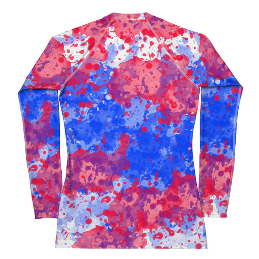 Sixty Eight 93 Logo White Crème Blue Strawberry Women's Rash Guard