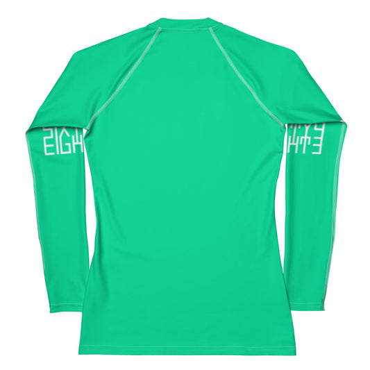 Sixty Eight 93 Logo White & Sea Green Women's Rash Guard