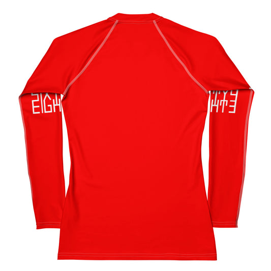 Sixty Eight 93 Logo White & Red Women's Rash Guard