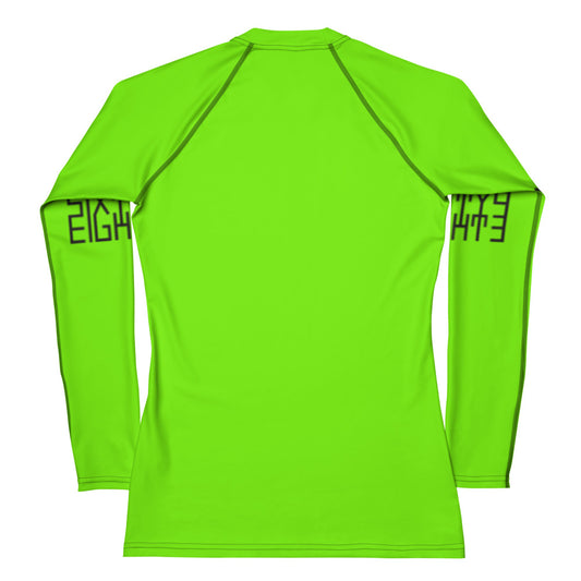 Sixty Eight 93 Logo Black & Lime Green Women's Rash Guard