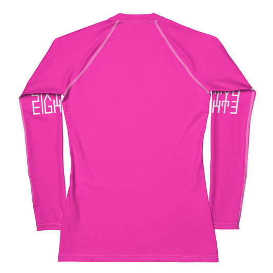 Sixty Eight 93 Logo White & Fuchsia Women's Rash Guard