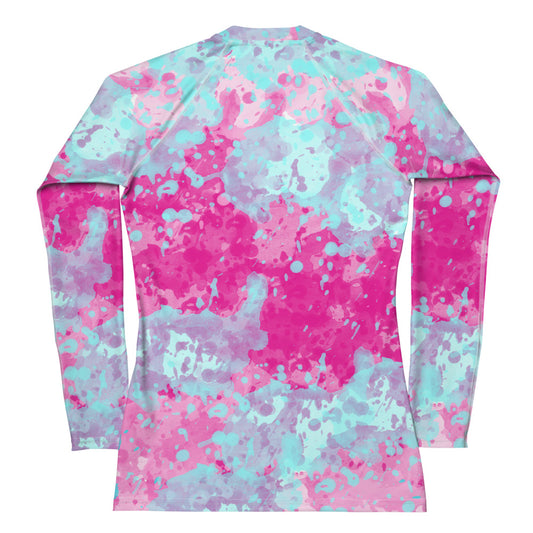 Sixty Eight 93 Logo White Blue Raspberry Women's Rash Guard