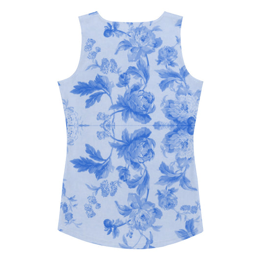 Sixty Eight 93 Logo White Floral Blue & White Women's AOP Tank Top