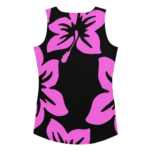 Sixty Eight 93 Logo White Hibiscus Pink & Black Women's AOP Tank Top