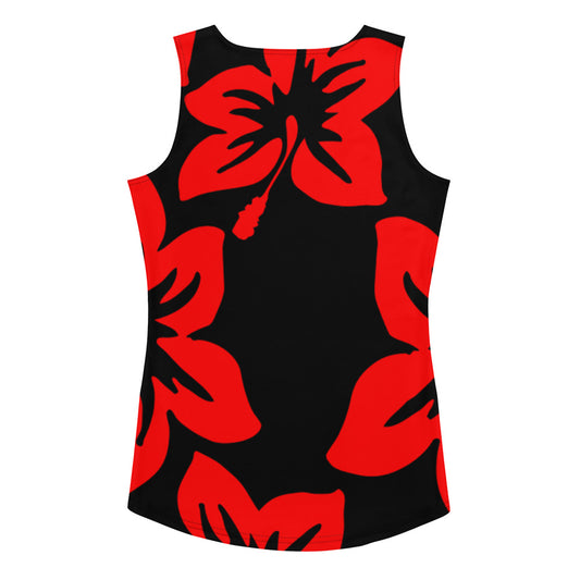 Sixty Eight 93 Logo White Hibiscus Red & Black Women's AOP Tank Top