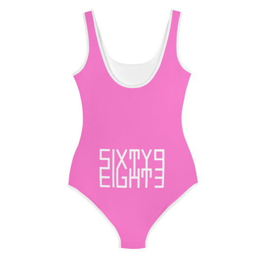 Sixty Eight 93 Logo White & Pink Youth Swimsuit