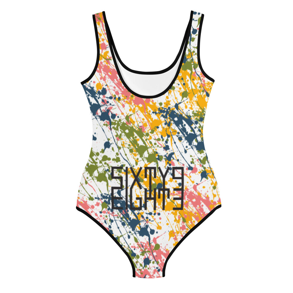 Sixty Eight 93 Logo Black Drip #17 Youth Swimsuit