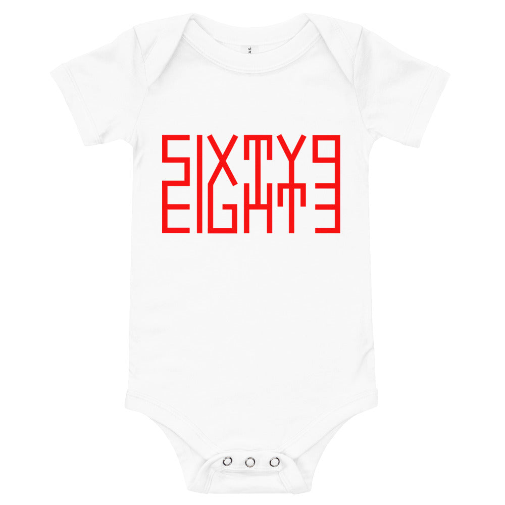 Sixty Eight 93 Logo Red Baby Short Sleeve One Piece