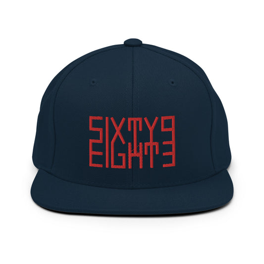 Sixty Eight 93 Logo Red Snapback Hat