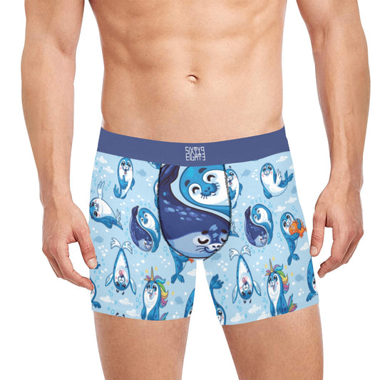 Sixty Eight 93 Logo White Under the Sea Boxer Briefs with Inner Pocket