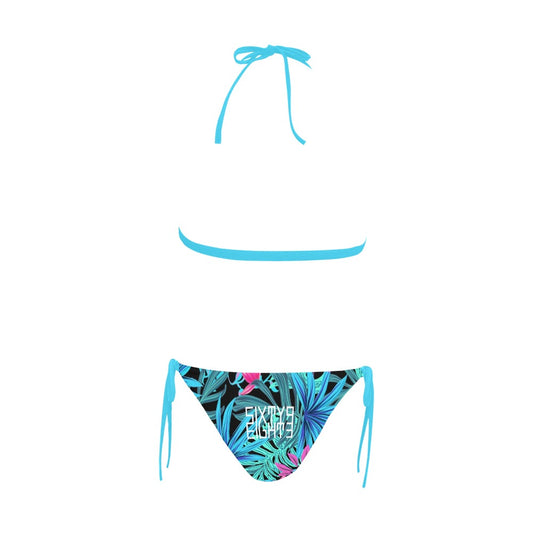 Sixty Eight 93 Logo White Tropical 1.0 Halter Bikini Swimsuit