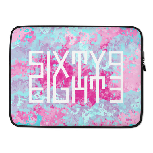 Sixty Eight 93 Logo White Blue Raspberry Laptop Sleeve