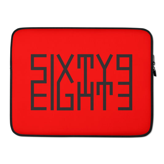 Sixty Eight 93 Logo Black Red Laptop Sleeve