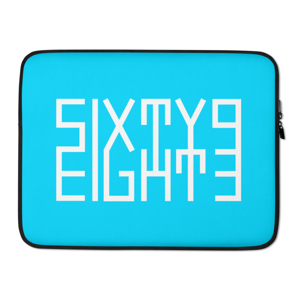 Sixty Eight 93 Logo White Aqua Blue Laptop Sleeve