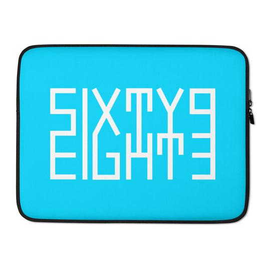 Sixty Eight 93 Logo White Aqua Blue Laptop Sleeve