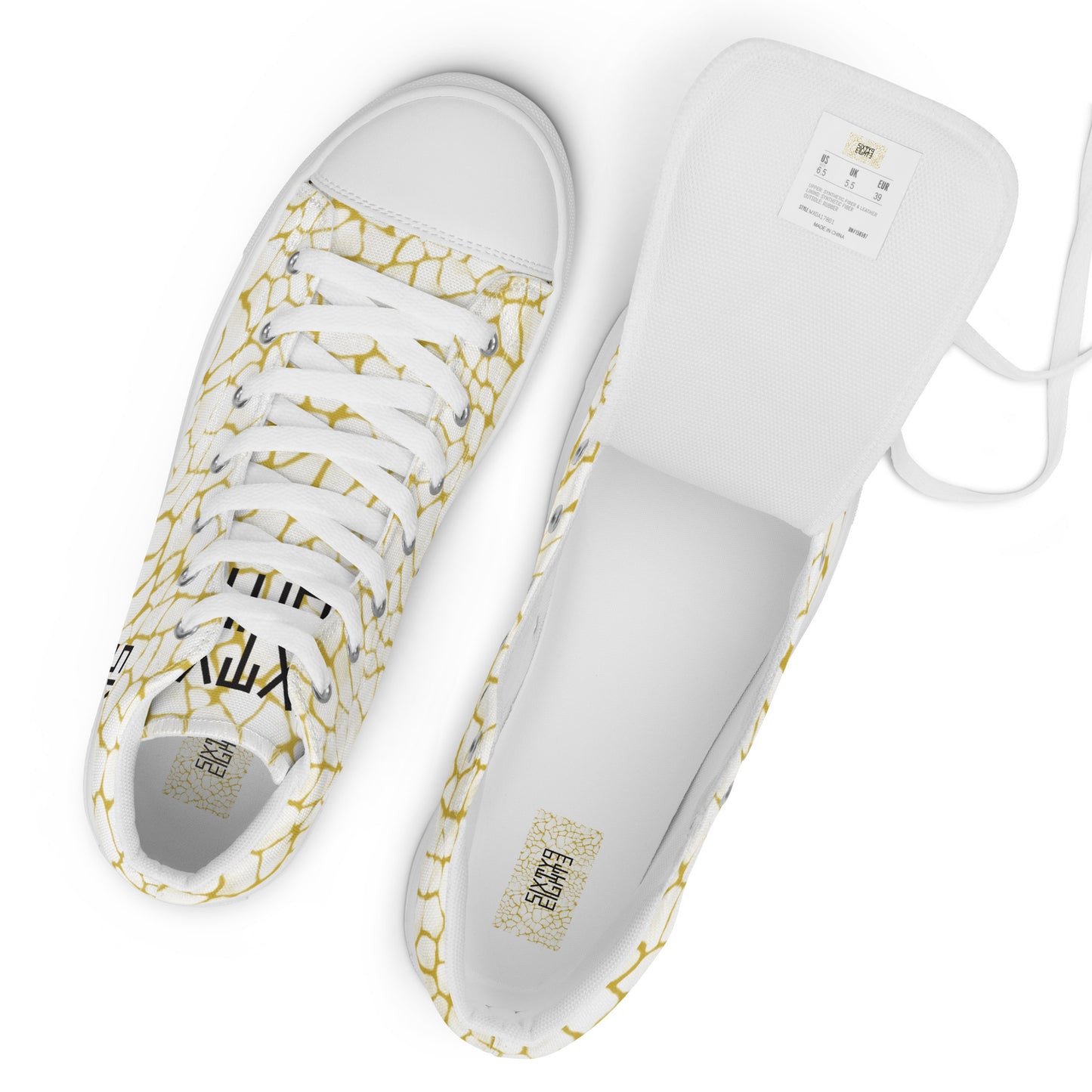 Sixty Eight 93 Logo Black Boa White Gold Men's High Top Shoes