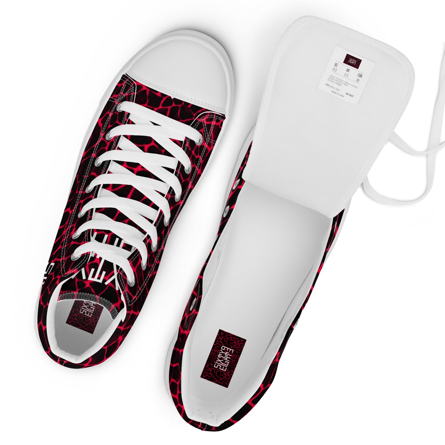 Sixty Eight 93 Logo White Boa Red & Black Men's High Top Shoes
