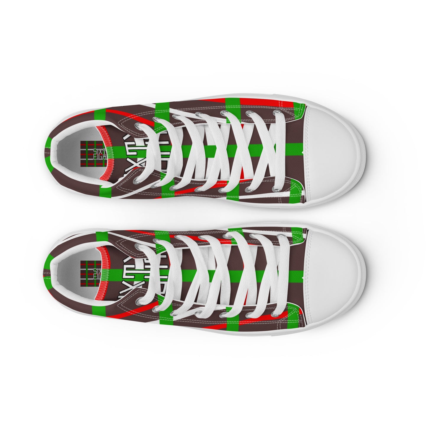 Sixty Eight 93 Logo White & Black BRWG Pattern Men's High Top Shoes