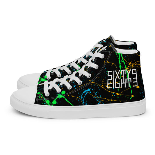 Sixty Eight 93 Logo White Splatter #4 Men's High Top Shoes