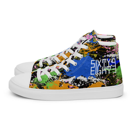 Sixty Eight 93 Logo White Splatter #2 Men's High Top Shoes
