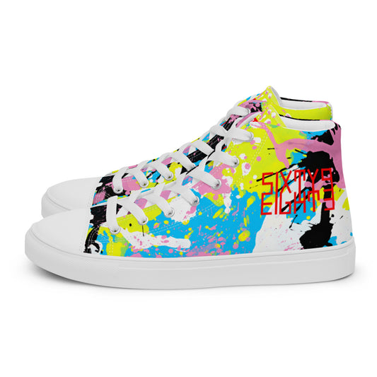 Sixty Eight 93 Logo Red Splatter #11 Men's High Top Shoes