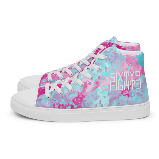 Sixty Eight 93 Logo White Blue Raspberry Men's High Top Shoes