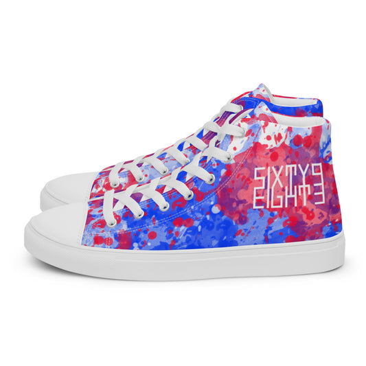 Sixty Eight 93 Logo White Crème Blue Strawberry Men's High Top Shoes