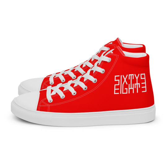 Sixty Eight 93 Logo White Red Men's High Top Shoes