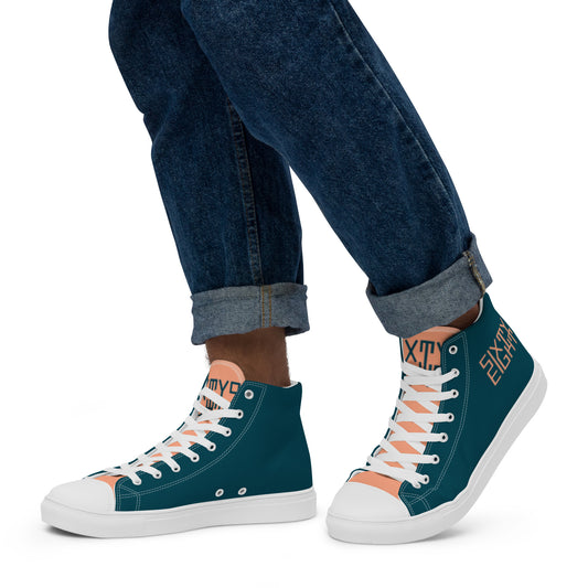 Sixty Eight 93 Logo Dark Teal Peach Men's High Top Shoes