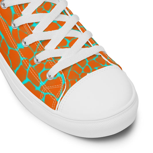 Sixty Eight 93 Logo White Boa Orange & Aqua Blue Men’s High Top Shoes