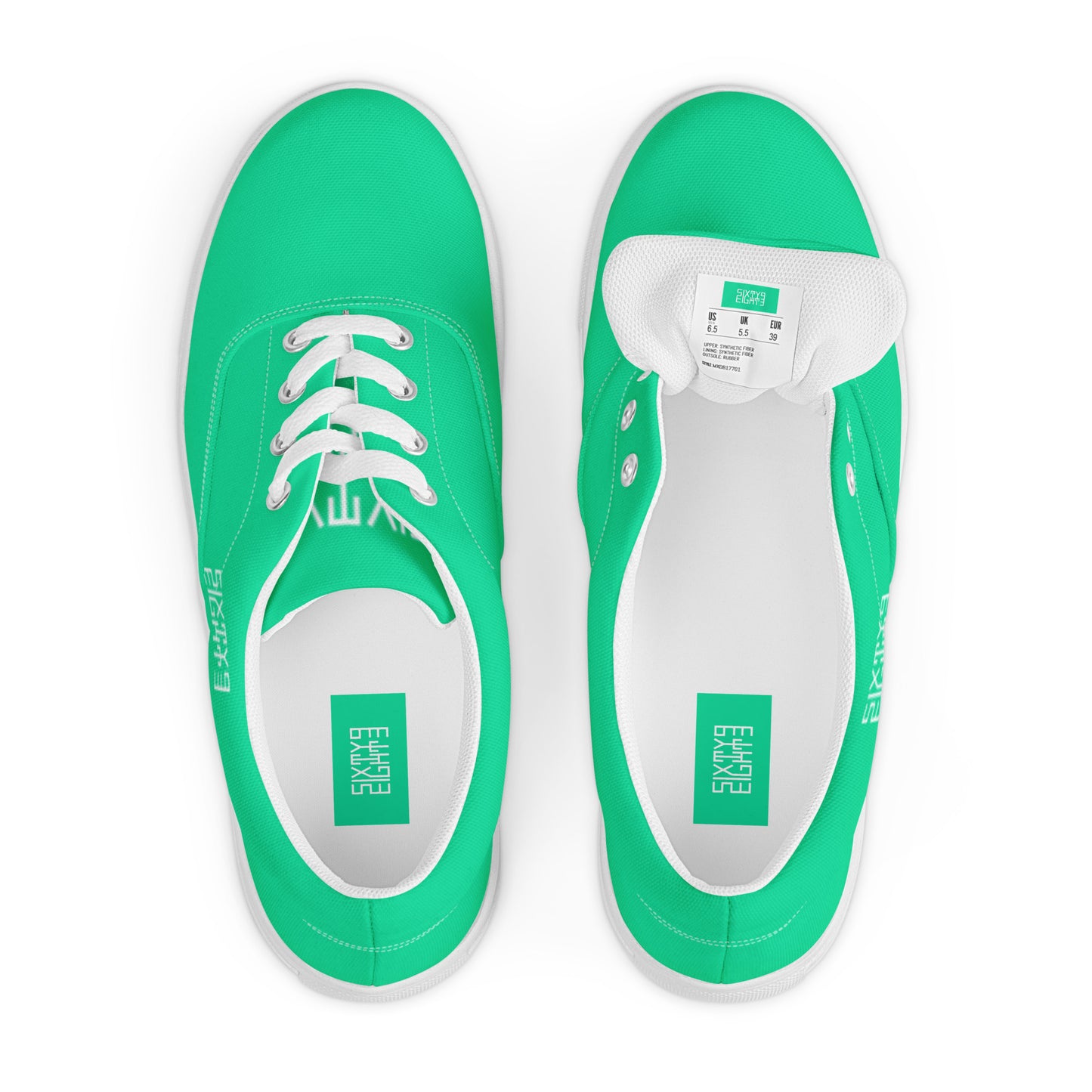Sixty Eight 93 Logo White & Sea Green Men's Low Top Shoes