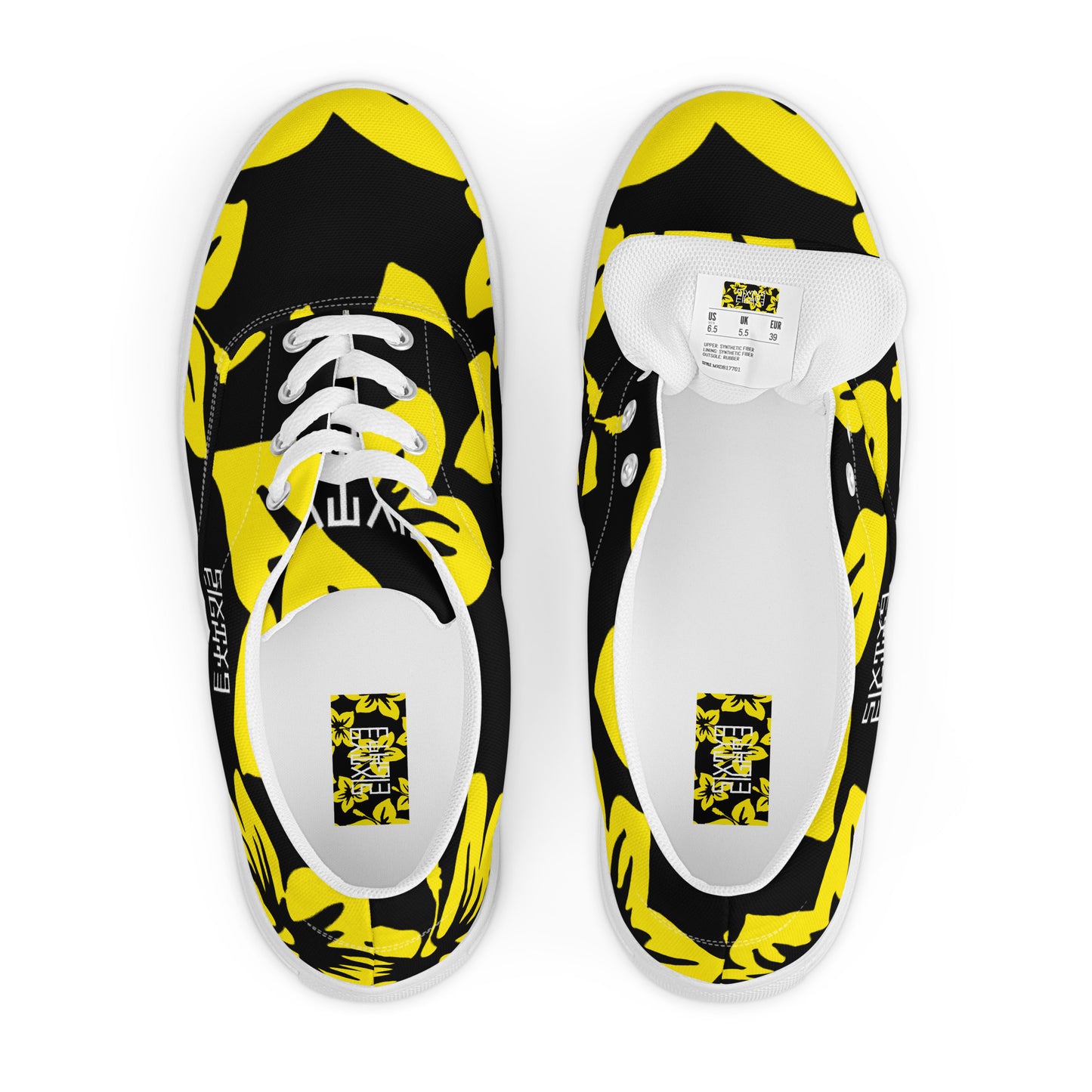 Sixty Eight 93 Logo White Hibiscus Gold & Black Men's Low Top Shoes