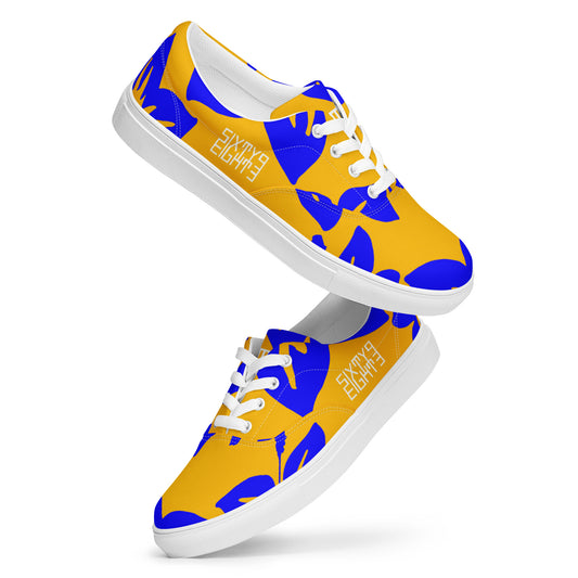 Sixty Eight 93 Logo White Hibiscus Blue & Orange Men's Low Top Shoes