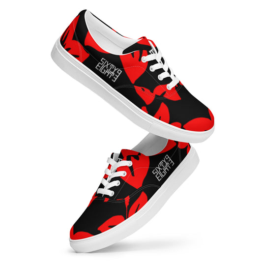 Sixty Eight 93 Logo White Hibiscus Red & Black Men's Low Top Shoes