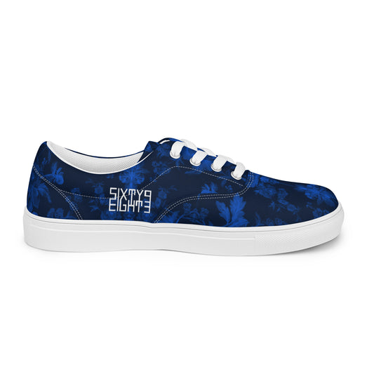 Sixty Eight 93 Logo White Floral Blue & Black Men's Low Top Shoes