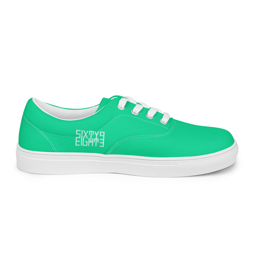 Sixty Eight 93 Logo White & Sea Green Men's Low Top Shoes