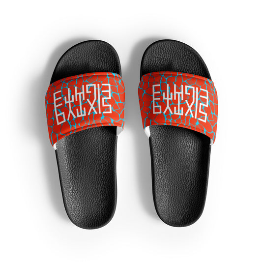 Sixty Eight 93 Logo White Boa Red & Aqua Blue Men’s Slides