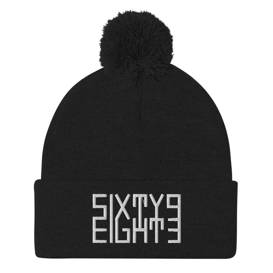 Sixty Eight 93 Logo White Pom-Pom Beanie