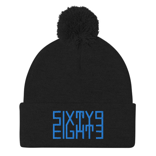 Sixty Eight 93 Logo Aqua Teal Pom-Pom Beanie