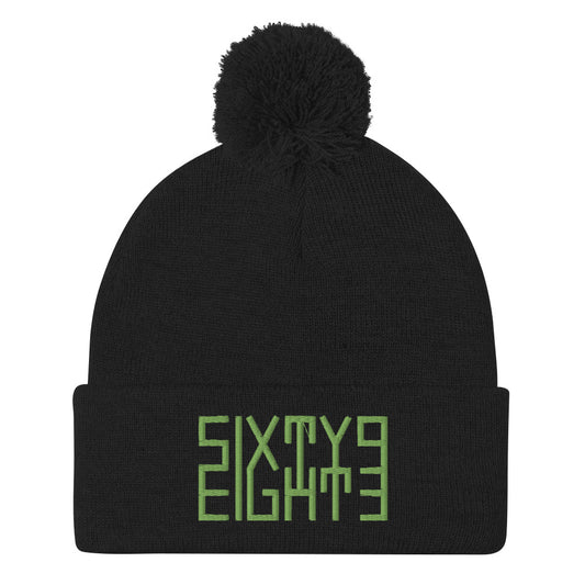 Sixty Eight 93 Logo Kiwi Green Pom-Pom Beanie