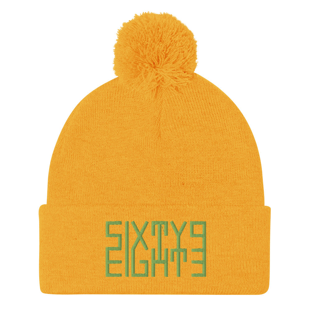Sixty Eight 93 Logo Kiwi Green Pom-Pom Beanie
