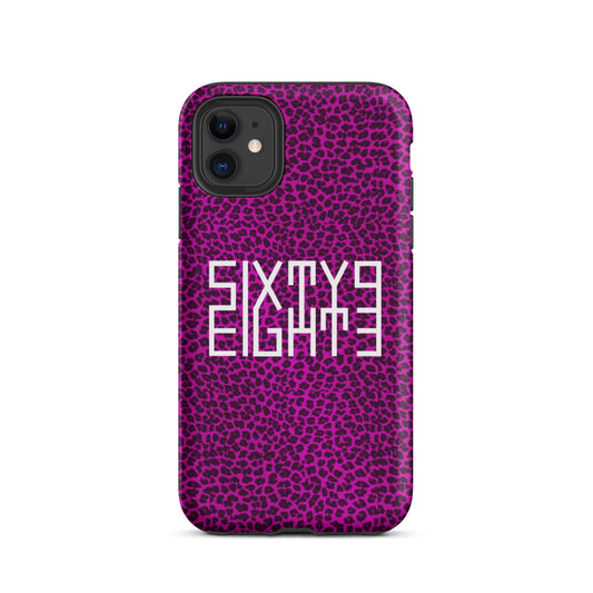 Sixty Eight 93 Logo White Cheetah Fuchsia Tough iPhone Case