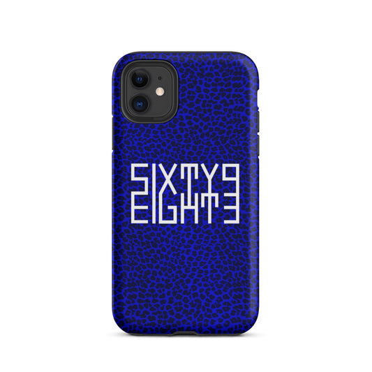 Sixty Eight 93 Logo White Cheetah Blue Tough iPhone Case