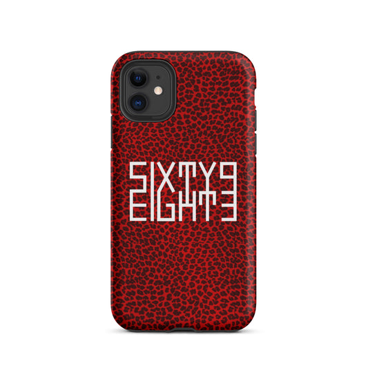 Sixty Eight 93 Logo White Cheetah Red Tough iPhone Case
