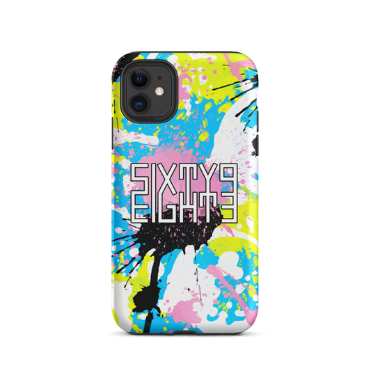 Sixty Eight 93 Logo White & Black Splatter #11 Tough iPhone Case