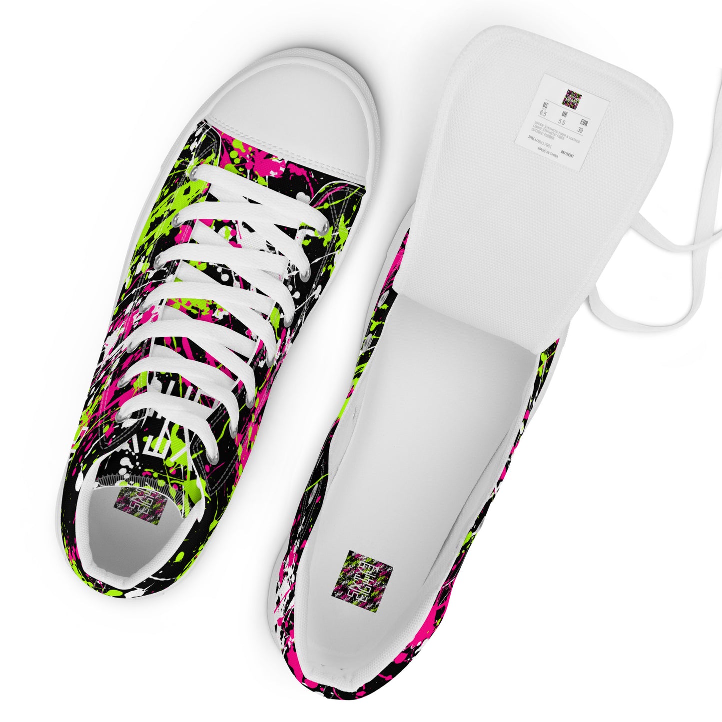 Sixty Eight 93 Logo White Drip #18 Women's High Top Shoes