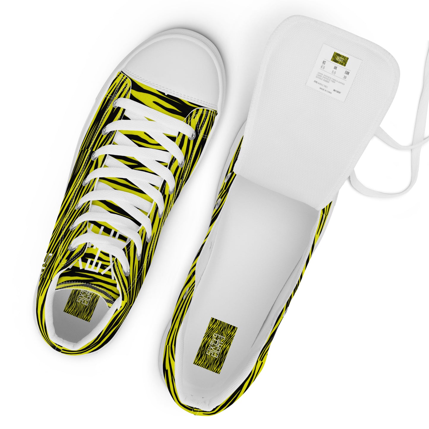 Sixty Eight 93 Logo White Zebra Black Lemonade Women's High Top Shoes